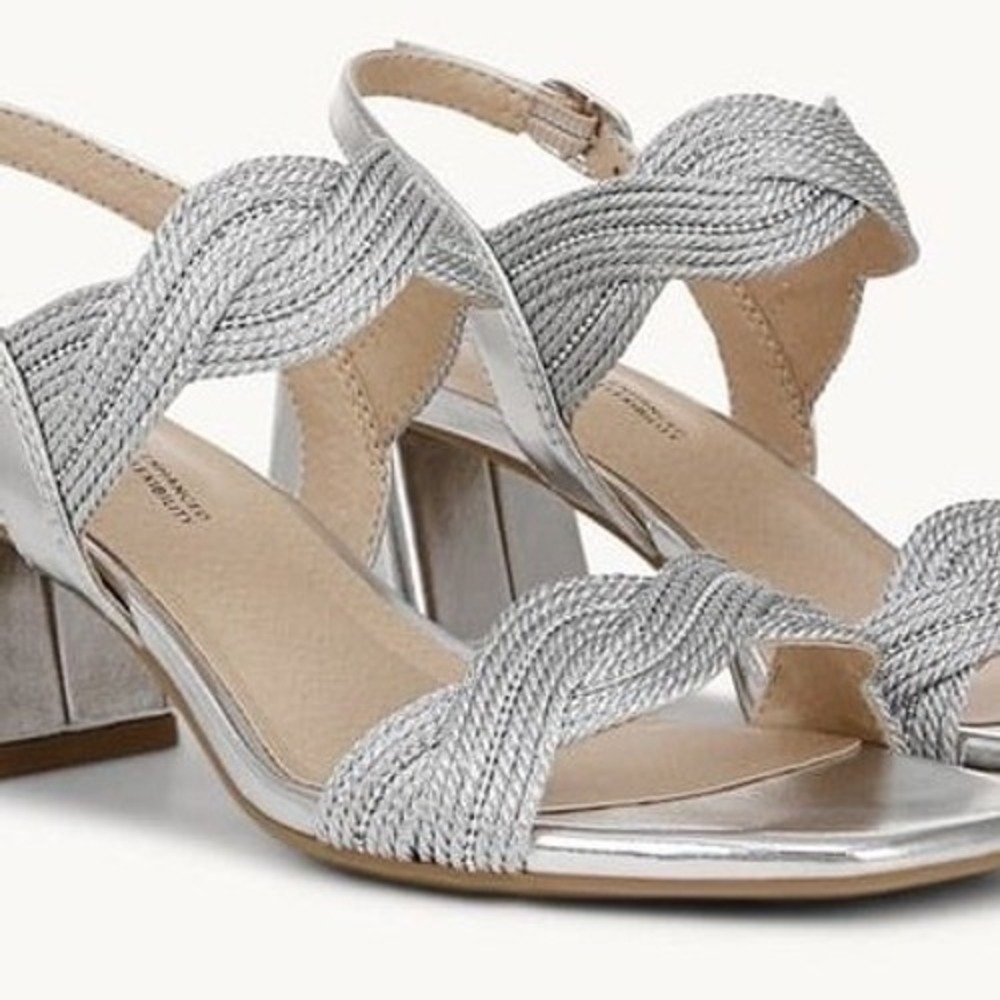 LifeStride Charnelle Silver Metallic Block Heel Slingback Dress Sandal Sz 7.5 M - Picture 12 of 12